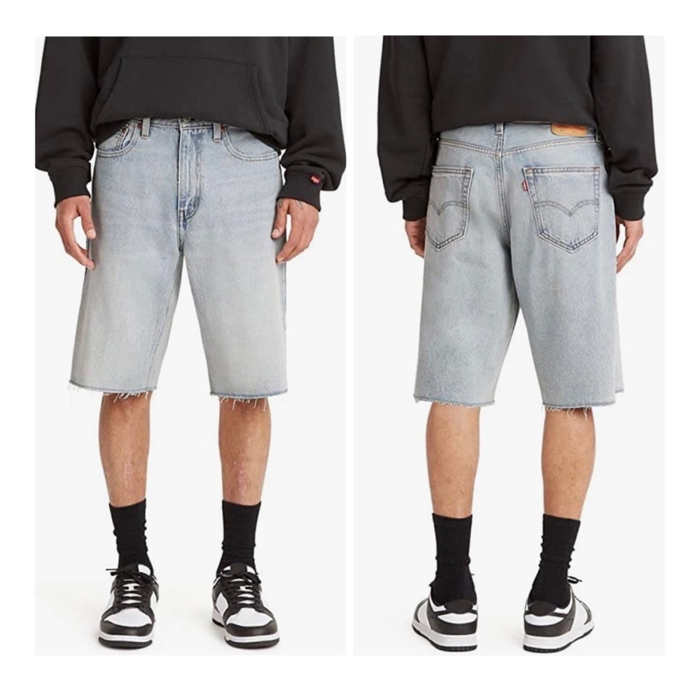 Levi’s Men’s 469 Loose Denim Cut Off Light Blue Shorts Size 44 NWT - Picture 2 of 12